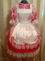 Maid Outfit, Satin Dress, with white apron, Sissy, Lolita