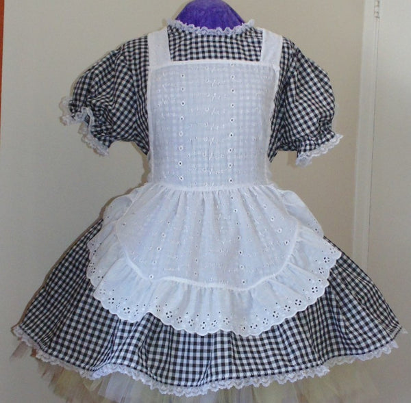 Maid Outfit, in Gingham, Dress and White Eyelet Apron, Sissy, Lolita