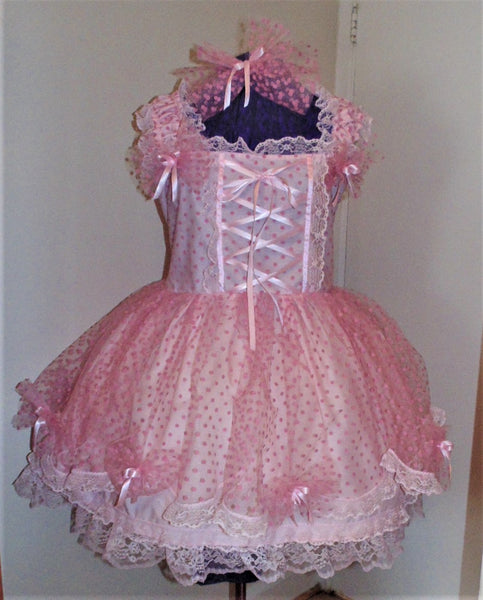 Polka Dot Tulle Dress, Sissy, Lolita, cotton, tulle, lacing