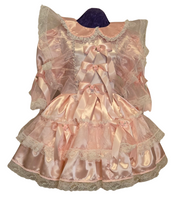 Cherubic Satin & Organza Dress, pink, with Peter Pan collar, Lolita, Sissy, Cross Dresser, Costume, Rave, Cosplay, Custom Made