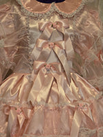 Cherubic Satin & Organza Dress, pink, with Peter Pan collar, Lolita, Sissy, Cross Dresser, Costume, Rave, Cosplay, Custom Made