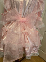 Cherubic Satin & Organza Dress, pink, with Peter Pan collar, Lolita, Sissy, Cross Dresser, Costume, Rave, Cosplay, Custom Made