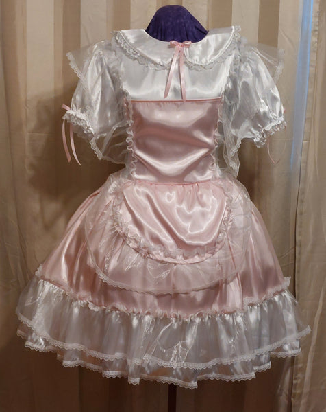 Divine Satin Dress, Apron, Peter Pan collar, sissy, lolita, costume, rave, cosplay