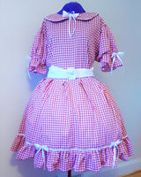 Bonnie Dress, Gingham, Peter Pan Collar, Bows, Sissy, Lolita, Costume, Rave, Cosplay