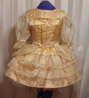 Enchanted Satin Organza, Gold, Bows, Ruffles, Dress, Sissy, Lolita, Costume, Rave, Cosplay