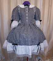Innocent Gingham Dress with eyelet lace, Peter Pan collar, Sissy, Lolita, Costume, Rave, Cosplay