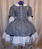 Innocent Gingham Dress with eyelet lace, Peter Pan collar, Sissy, Lolita, Costume, Rave, Cosplay
