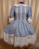 Innocent Gingham Dress with eyelet lace, Peter Pan collar, Sissy, Lolita, Costume, Rave, Cosplay