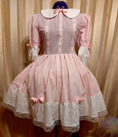 Innocent Gingham Dress with eyelet lace, Peter Pan collar, Sissy, Lolita