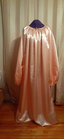 Nightgown - Satin, Full length, long sleeve, adult, Sissy, Lolita, Costume, Rave, Cosplay