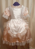 Maid Outfit, Satin Dress, with white apron, Sissy, Lolita, Costume, Rave, Cosplay