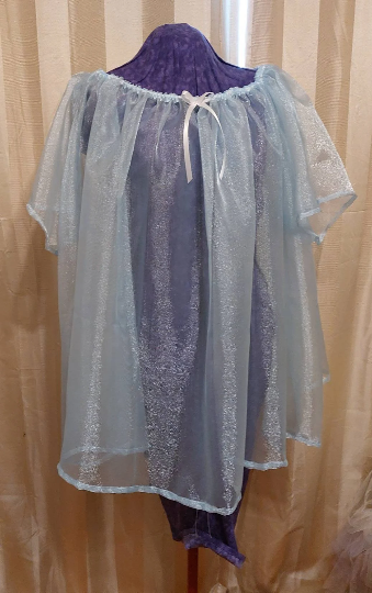 Nightgown, Sheer Sparkle Organza, with short sleeves, Adult, Sissy, Lolita, Costume, Rave, Cosplay