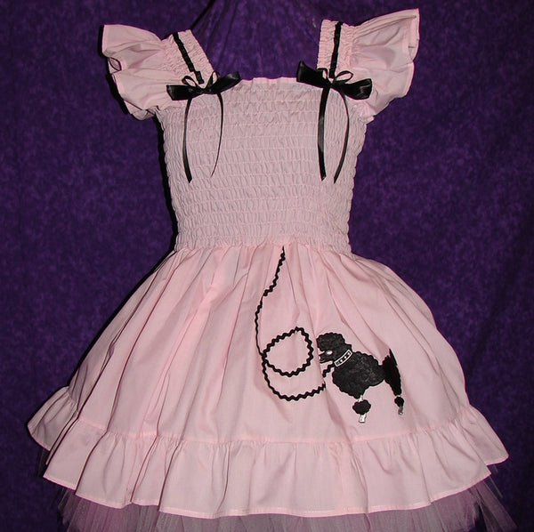 Sundress - Poodle on Pink Cotton Dress, Sissy, Lolita